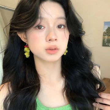 Daiiibabyyy  Sweet Bohemia Earrings Fruit Dangle Earring Korean Style Acrylic Grape Earrings Cute Jewelry Accessories Beads Earrings Summer